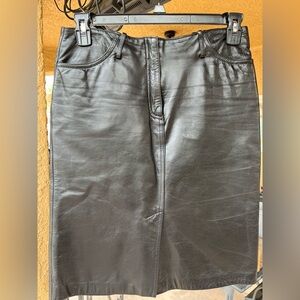 Danier Black Leather Midi Skirt